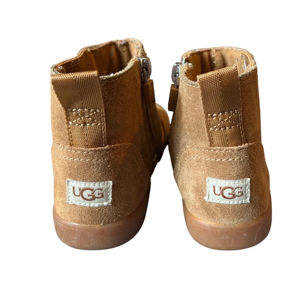 UGG Kids Keelan Suede Ankle Boots‎ Chestnut Tan Zipper 1120955T Size 10 Toddler